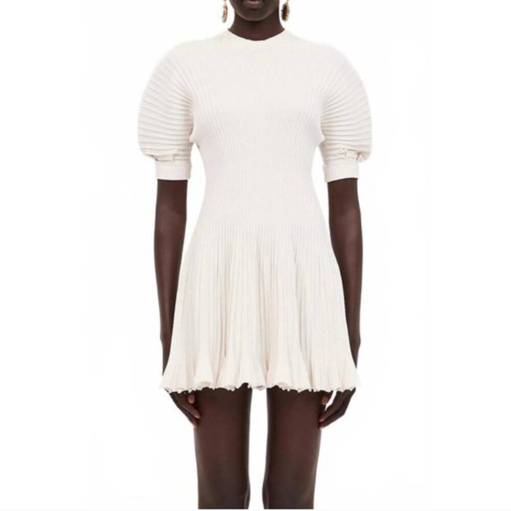 Ulla Johnson Talie Rib Knit Minidress White Crewneck Short Sleeves Medium